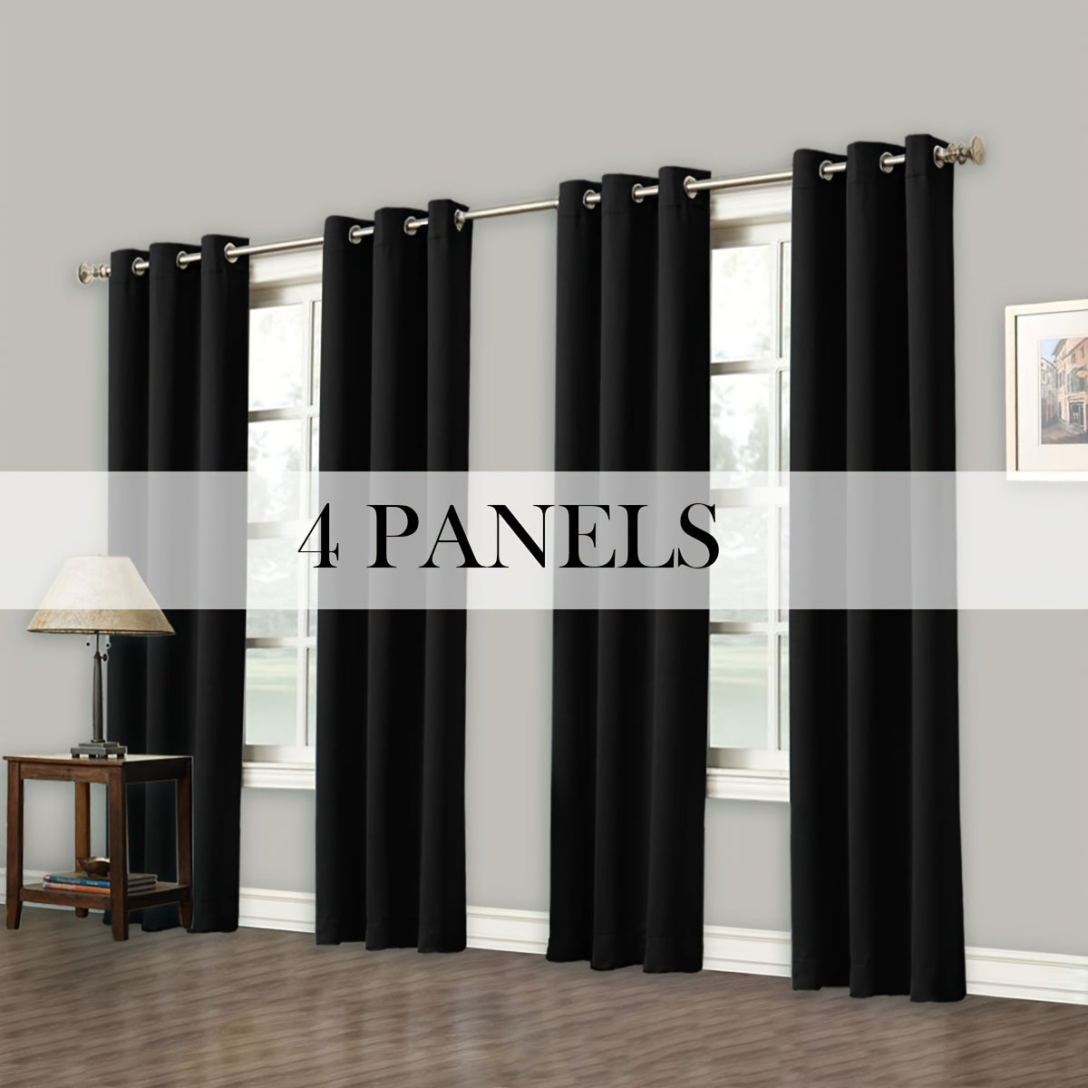 Grommet-Top Blackout Curtain Options in Nine Colors with Seven Width, Length or Panel-Count Labels