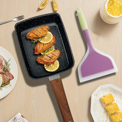 Tamagoyaki Pan Japanese Nonstick Rectangular Egg Pan for Omelettes & Rolls – Induction Halogen Compatible Dishwasher Safe Wooden or Plastic