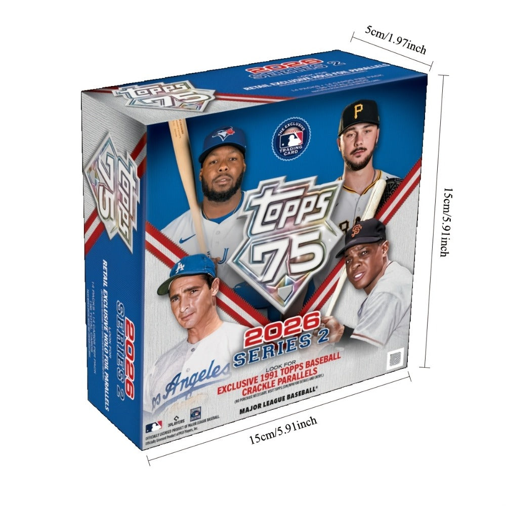 2026 Topps Series 2 Baseball Mega Box, Factory Sealed 196 Cards Topps 75th Anniversary, Look for Autos Relics Parallels & Rookie Cards