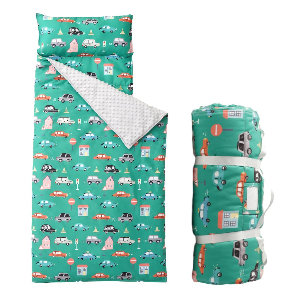 Kids Nap Mat Roll-Up Sleeping Mat for Daycare & Travel - 100% Polyester, Fun Prints for Entryways, Bedrooms and Living Spaces