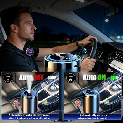 Car Air Freshener Rechargeable Aroma Diffuser with Three Refill Bottles, LED Ring and Auto On-Off