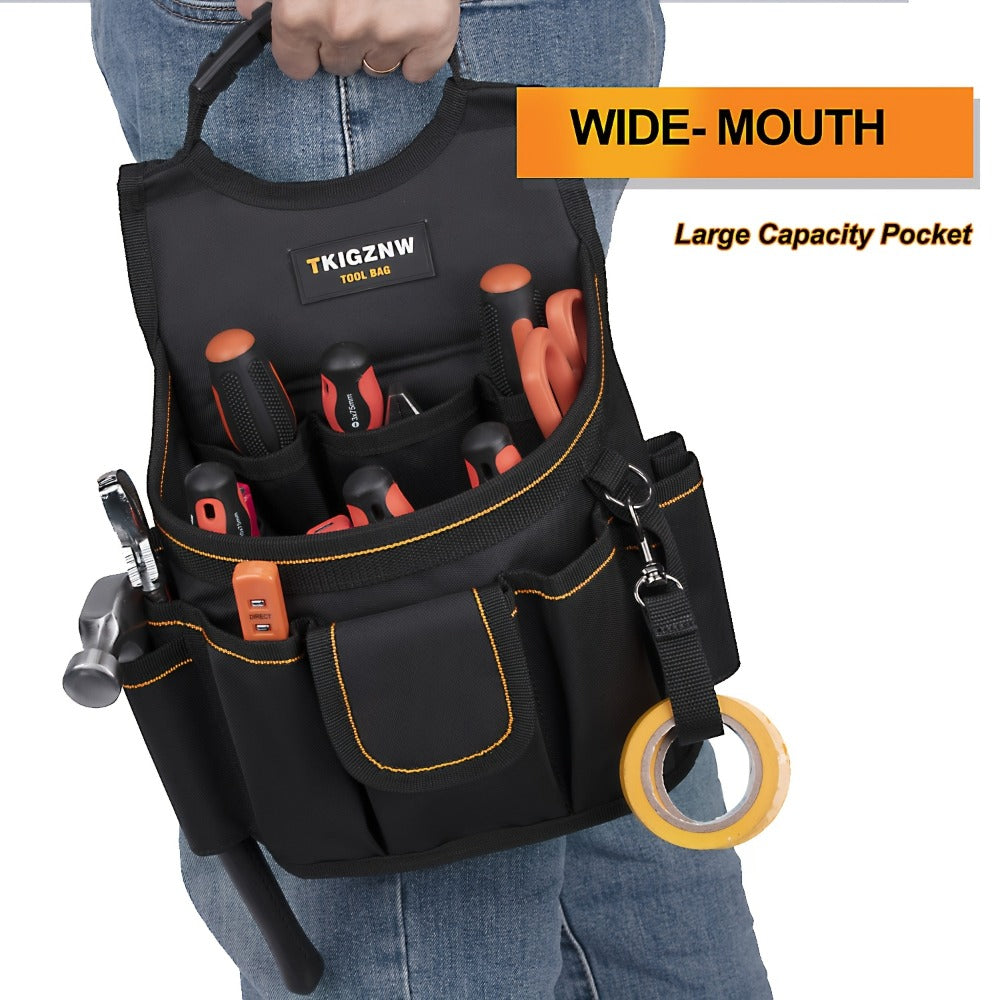 Tool Belt Bag – 18-Pocket Large Tool Organizer Pouch with Wide Mouth Opening, Polyester for Construction