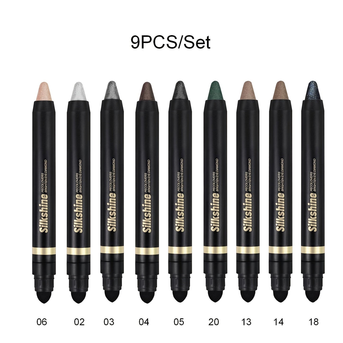 Metallic Eyeshadow Stick Set 9pcs Waterproof Long-Lasting Eye Makeup Kit – Shimmer Crayon Eye Brightener Highlighter & Eyeliner Pen