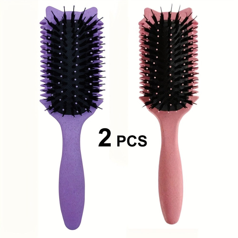 Detangling Brush for Curly Wavy Coily Hair 1 or 2 Pcs – Flexible Bristles Reduce Breakage & Frizz, Gentle Scalp Massage
