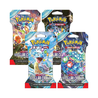Pokemon TCG Stellar Crown Sleeved Booster Pack, Scarlet & Violet, 10 Cards, Terapagos Cinderace ex Hydrapple ex