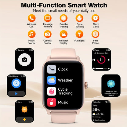Smartwatch with Built-in Alexa FAWEIO 1.8" HD Touch Screen, Bluetooth Calling, 100+ Sport Modes, Fitness Tracker Heart Rate Sleep