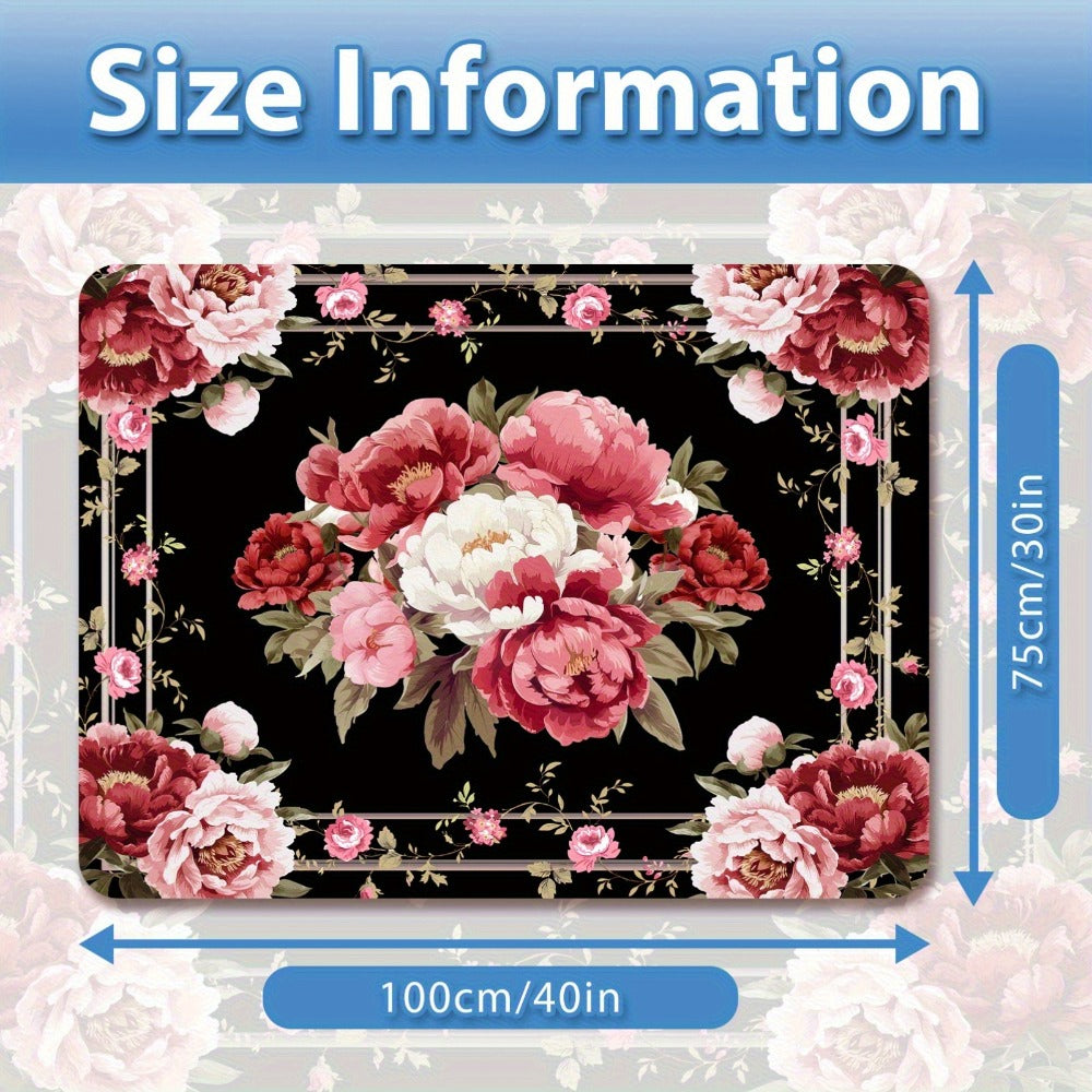 Car Cargo Mat Pink Peony Floral – Anti-Slip Washable Rear Trunk Pad, Wear-Resistant Pet Mat & Boot Liner for Car Interior