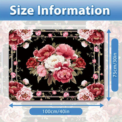Car Cargo Mat Pink Peony Floral – Anti-Slip Washable Rear Trunk Pad, Wear-Resistant Pet Mat & Boot Liner for Car Interior