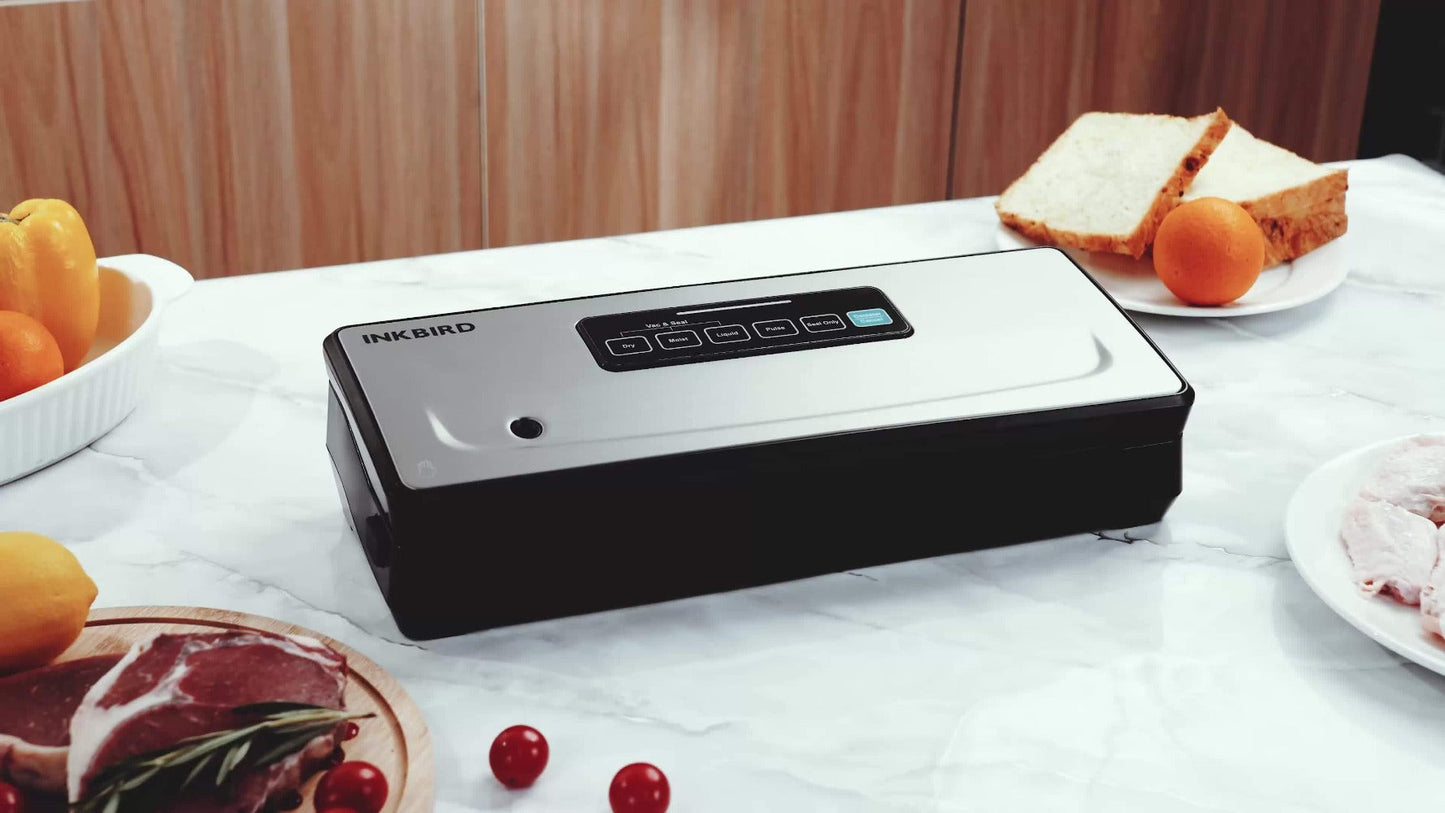 Vacuum Sealer Machine 85KPA, INKBIRD 10-in-1 Food Sealer with Bag Storage, Built-In Cutter, Moist/Dry/Pulse/Liquid/Canister Modes