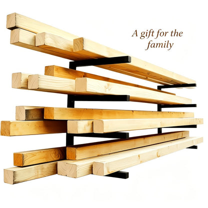 Lumber Storage Rack Wall Mount 4-Level, Per Level Metal Wood Organizer Rack for Garage, Shed & Workshop