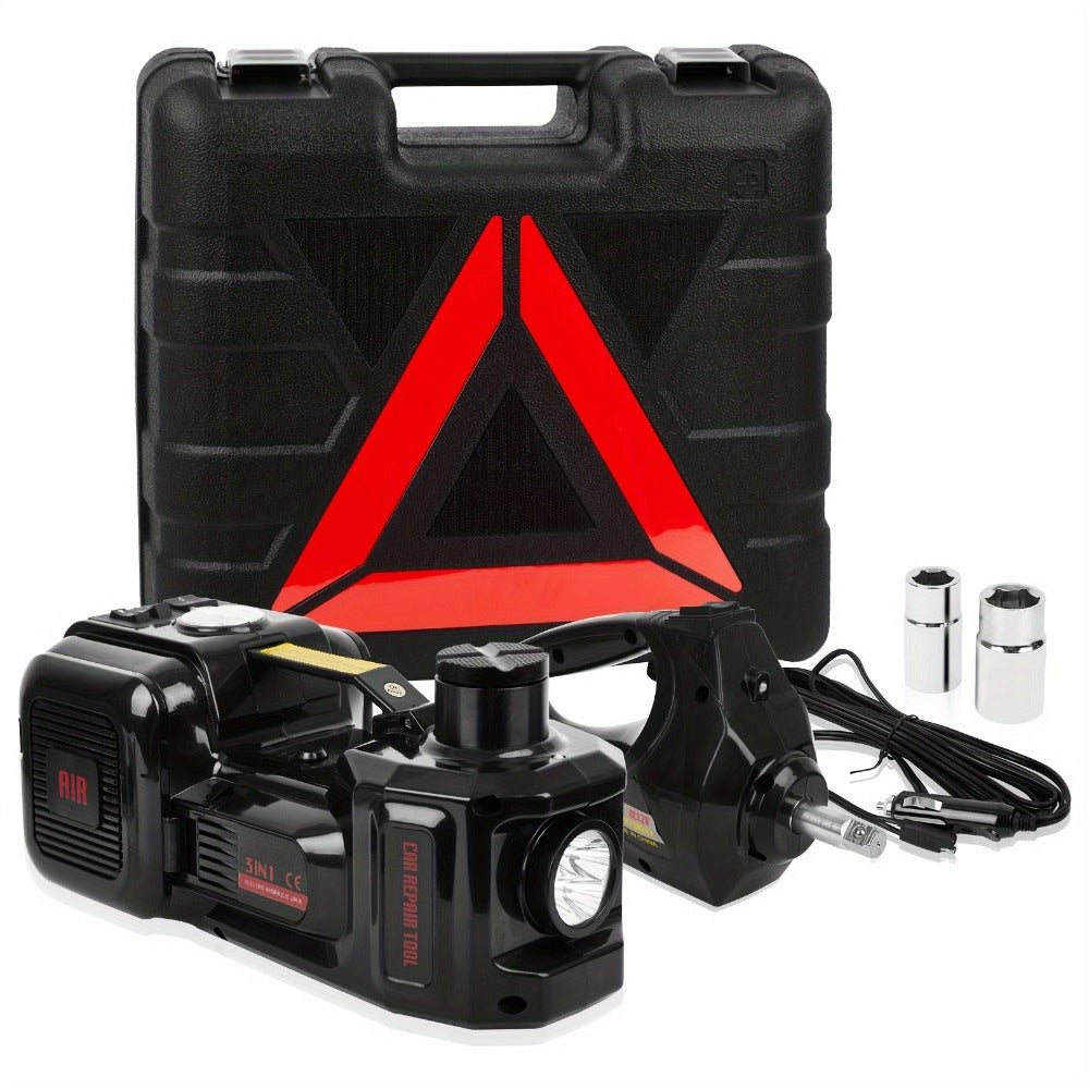Electric Car Jack Kit 5 Ton 12V Hydraulic Lift – 6.1–17.7" Range with Impact Wrench for SUV Sedan Truck Tire Change & Garage Repair