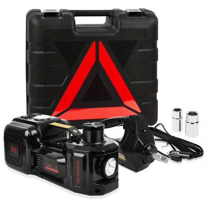 Electric Car Jack Kit 5 Ton 12V Hydraulic Lift – 6.1–17.7" Range with Impact Wrench for SUV Sedan Truck Tire Change & Garage Repair