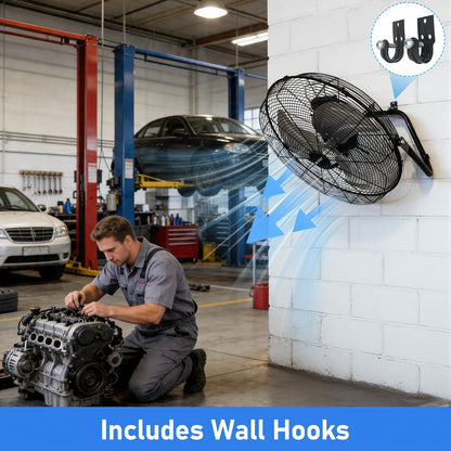 Three-Speed Metal Floor Fan with Tilt Frame in 9-, 14- or 20-Inch Black, Silver or Blue Options