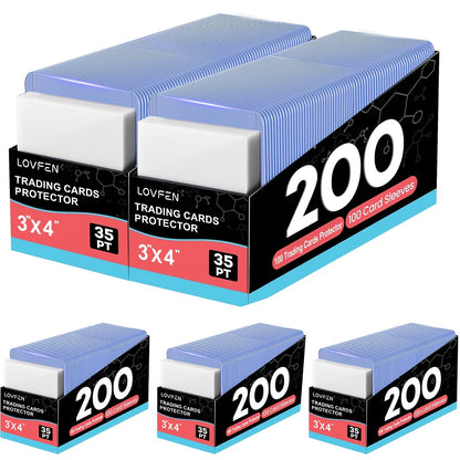 Card Toploads & Sleeves 3x4 Hard Plastic Combo – 100/200/500/2000 Count Regular Top Loading Card Holders for Baseball Football Sports