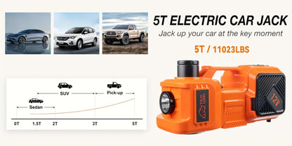 5 Ton Electric Hydraulic Car Jack with Built-in Air Pump – Portable Car Lift for SUV MPV Truck, Tire Replacement & Emergency Roadside Use