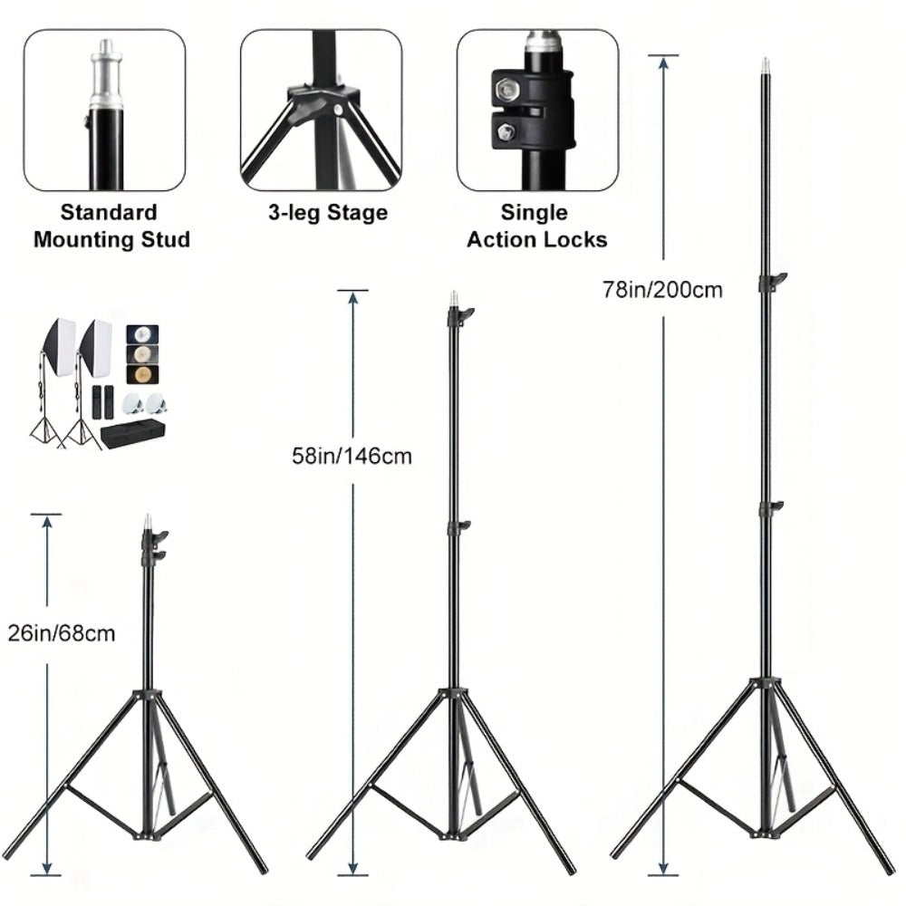 Softbox Photography Lighting Kit 2-Pack MOUNTDOG 19.7x27.5 Inch Continuous Lighting System 85W 5700K E27 LED Bulbs with Remote for Portrait