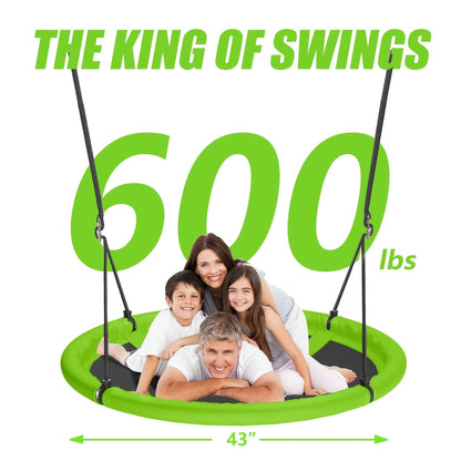 Flying Saucer Tree Swing 39"-43" – Textilene Fabric, UV & Tear Resistant, 360° Rotating with Adjustable Rope