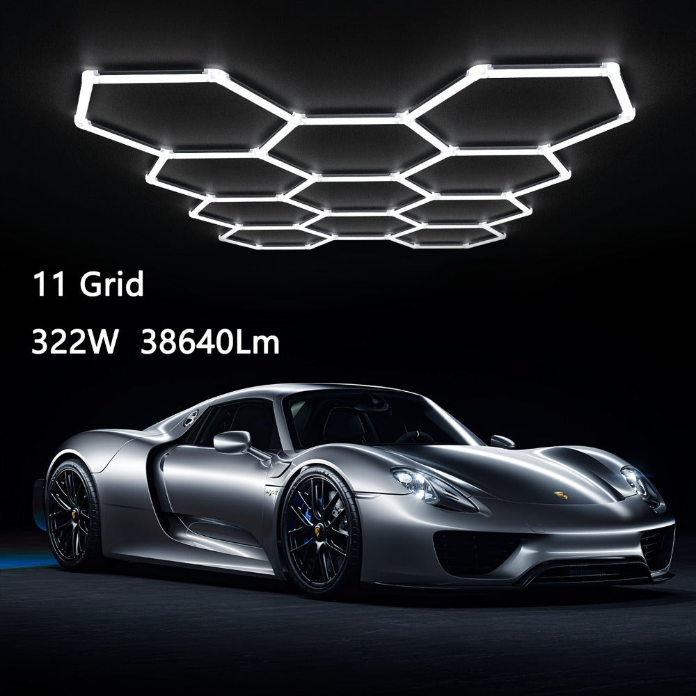 LED Hexagonal Garage Light 6500K, Super Bright Daylight White Shop Light 42W, 620W for Auto Detailing