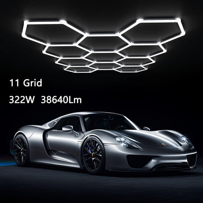 LED Hexagonal Garage Light 6500K, Super Bright Daylight White Shop Light 42W, 620W for Auto Detailing
