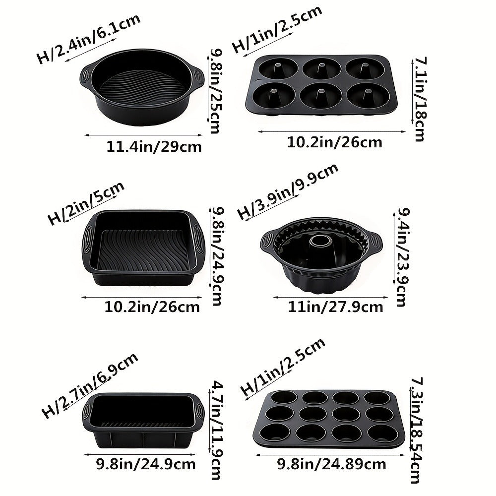 Baking Pan Set Nonstick Carbon Steel Cookie Sheets Roasting Pans Round Cake Muffin Pizza for Home Cooking, Dining and Outdoor Meals