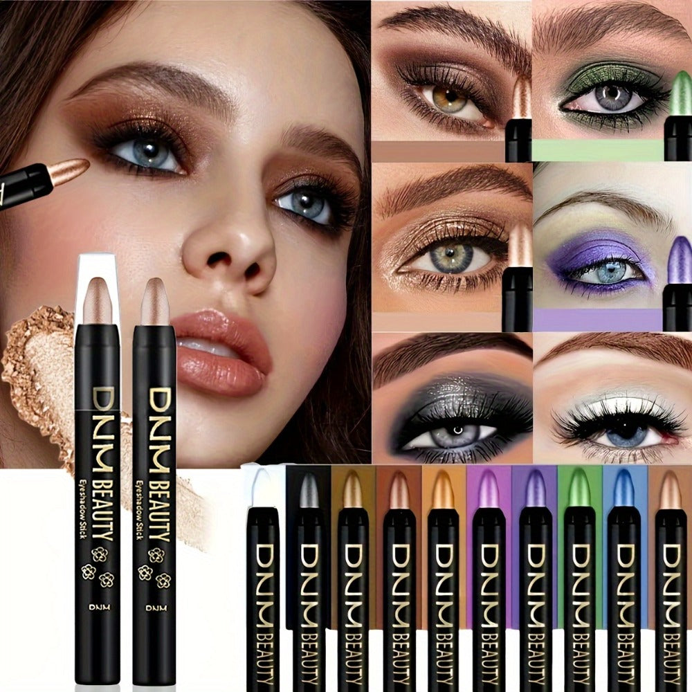 Smoky Eye Shadow Pen Set 10 Colors, Waterproof Rotating Eyeshadow Stick with Pearlescent & Matte Finishes