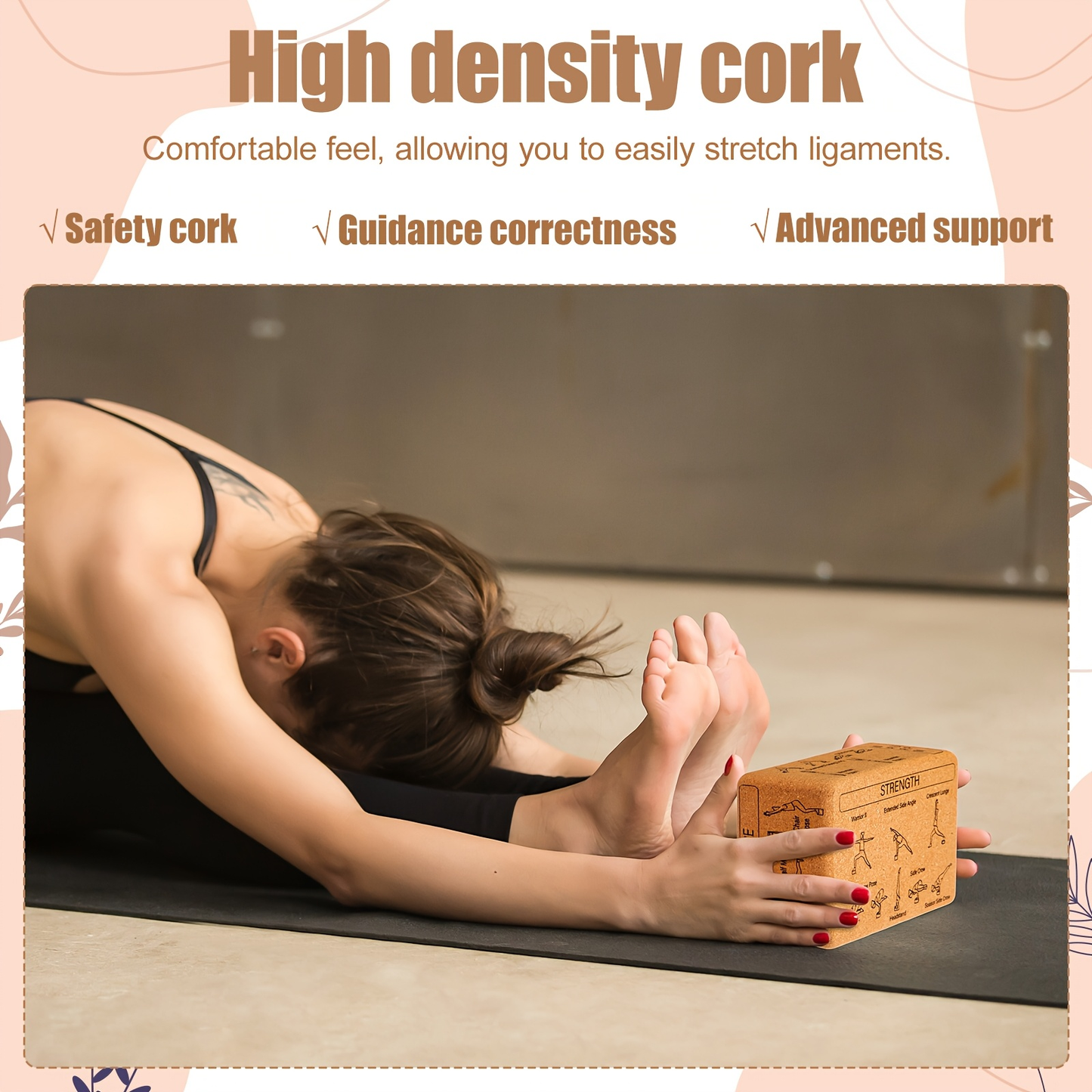 Cork Yoga Blocks 2 Pack – High-Density Non-Slip Cork Yoga Brick Set for Support, Balance & Flexibility, Suitable for Beginners & Advanced