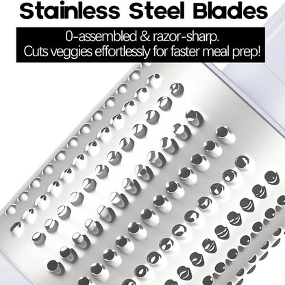 Rotary Cheese Grater, Stainless Steel Hand Crank Shredder with 3 Interchangeable Blades, Suction Base & Cleaning Brush