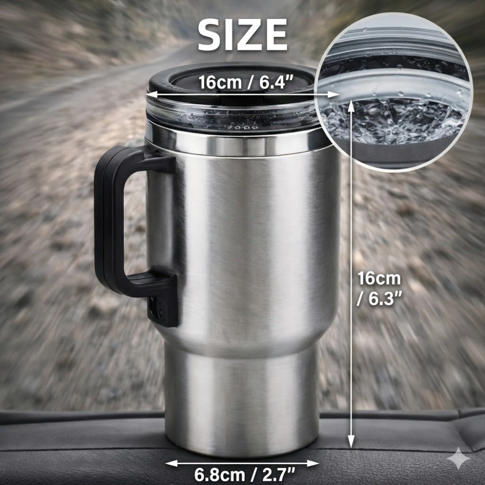 Car Electric Kettle 12V 60W 450ml Stainless Steel Keep 65C Portable Heating Thermos Cup for Entryways, Bedrooms and Living Spaces