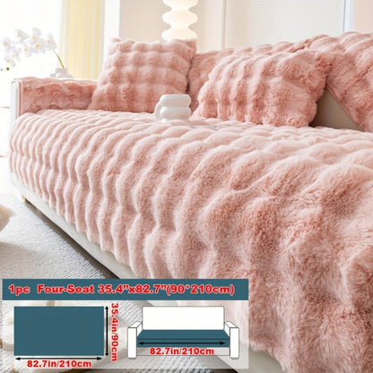 Sofa Cover Thick Faux Rabbit Plush Panels with Backing Detail for Seat, Armrest, Backrest or Pillowcase