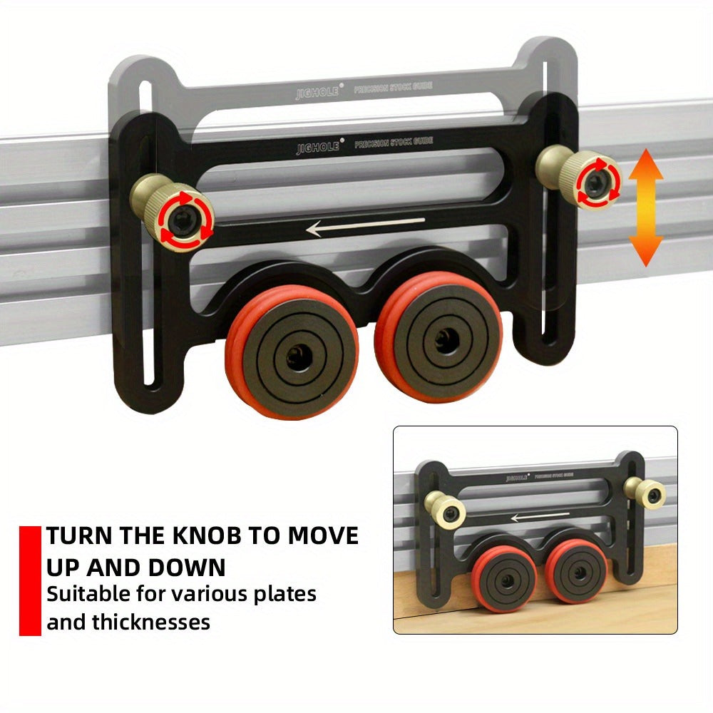 Feather Board Roller Guide for Table Saw, Aluminum Alloy One-Way Safety Stock Feeder with T-Track Mount