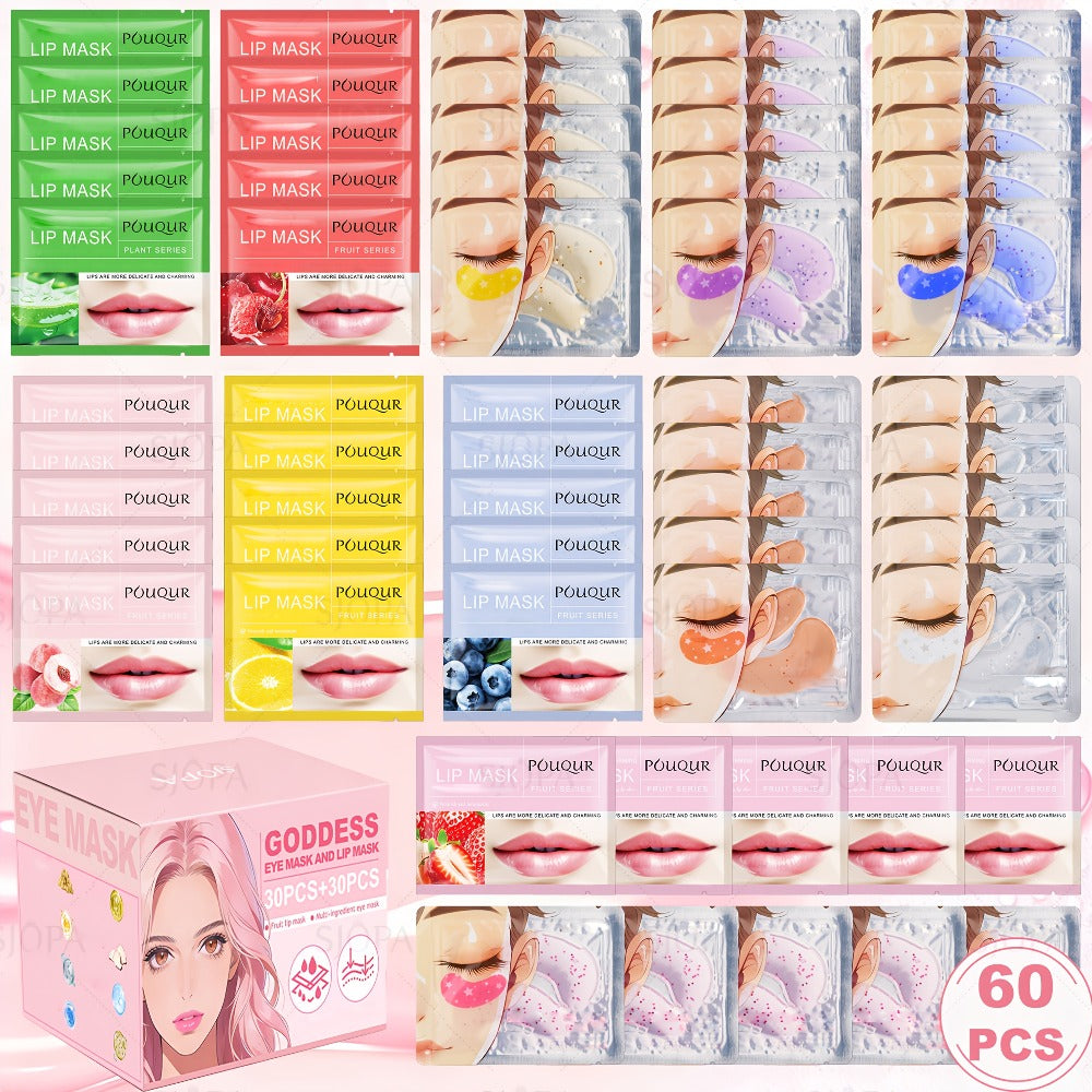 Rose Honey Strawberry Face Mask Set Eye Lip Masks Fruit Extract All Skin Types Skincare Gift Set 32pcs / 60pcs
