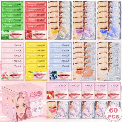 Rose Honey Strawberry Face Mask Set Eye Lip Masks Fruit Extract All Skin Types Skincare Gift Set 32pcs / 60pcs