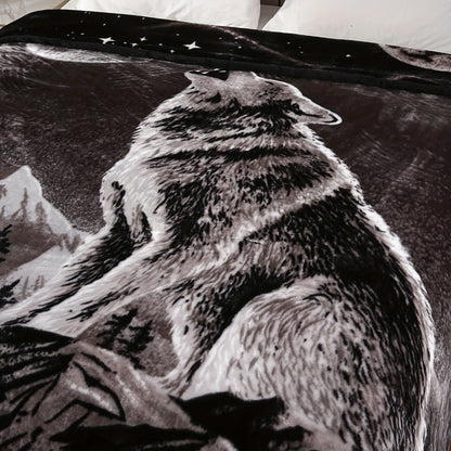 Reversible Plush Blanket 2-Ply 520GSM Milk Velvet - Queen King Size Blanket with Vibrant Animal & Floral Designs
