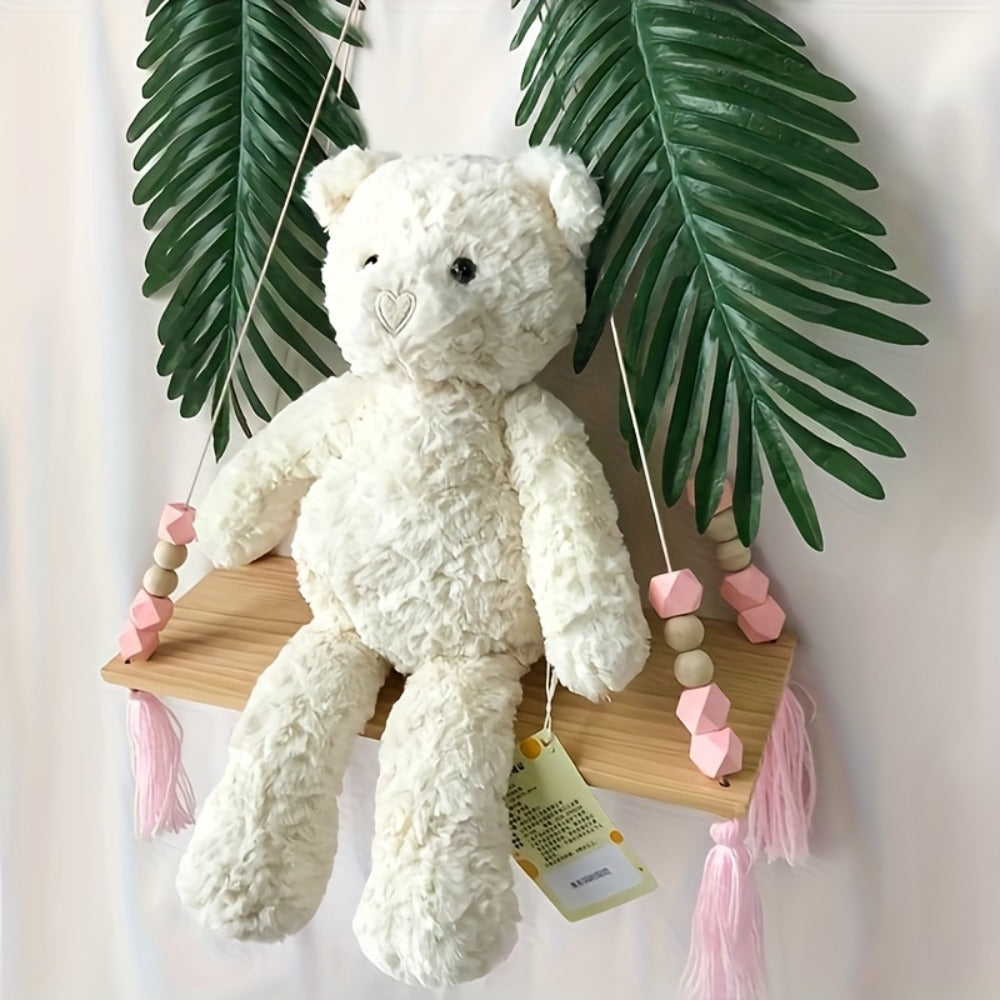 Stuffed Animal White Teddy Bear with Loving Heart Detail, Kawaii Theme and One product details Style