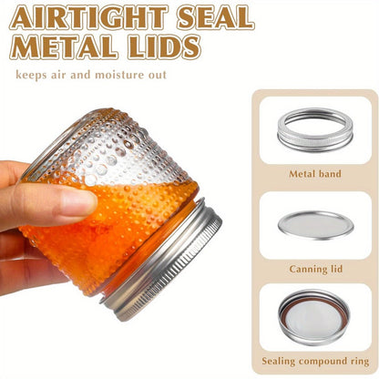 Mason Jars 8oz with Lids 12 Pack, Clear Glass Canning Jars with Silver Metal Lids, Food-Grade for Storing