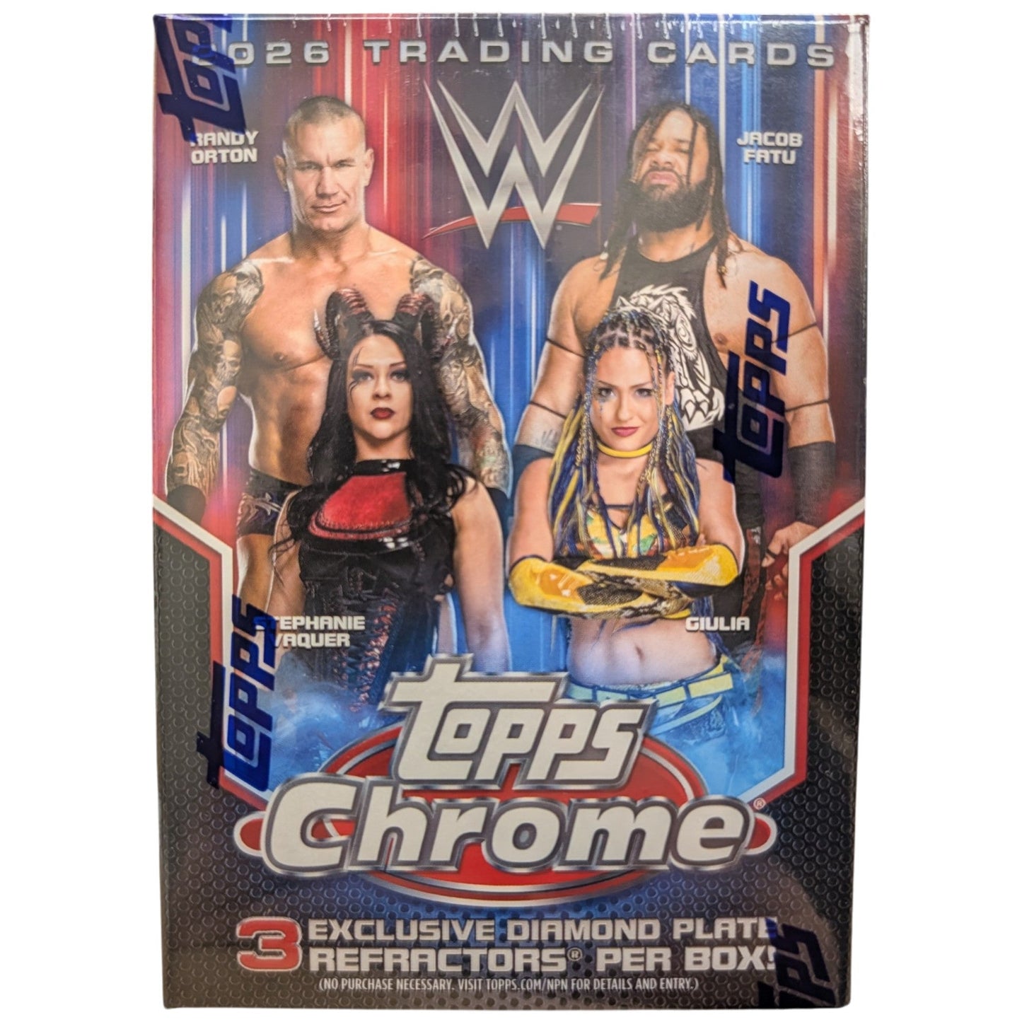 Sports Trading Cards, 2026 Topps Chrome WWE Blaster Box with 28 Cards in One Box Configuration