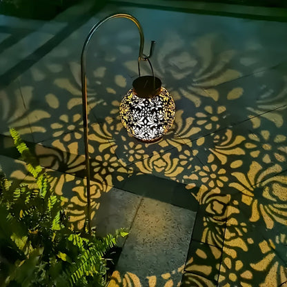Solar Metal Peony Lantern Outdoor Hanging Light, Floral Decorative Lantern for Garden Patio Tree