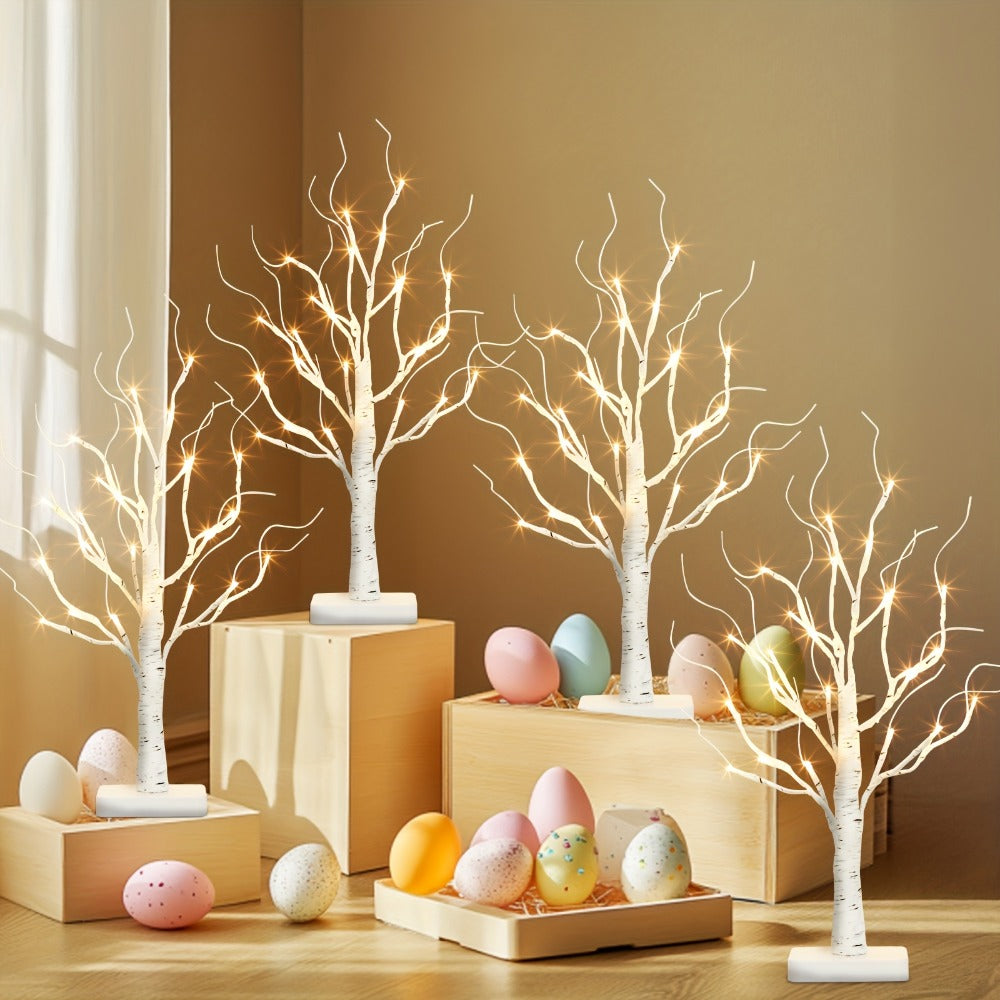 LED Illuminated Birch Tree Decoration, Battery-Powered White Glowing Birch Trees for Wedding, Home