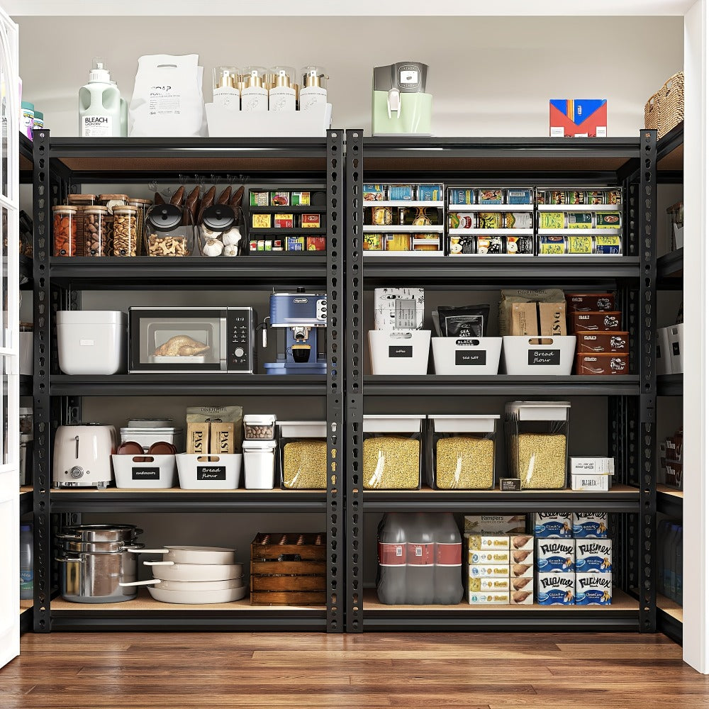 5-Tier Garage Shelving Unit, Metal & Wood Storage Shelves, Adjustable Utility Rack for Garage, Basement
