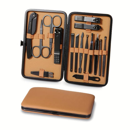Manicure Pedicure Kit 16 Piece Stainless Steel – Luxury Nail Clipper Set with Portable Case Professional Nail Scissors Beauty Tools