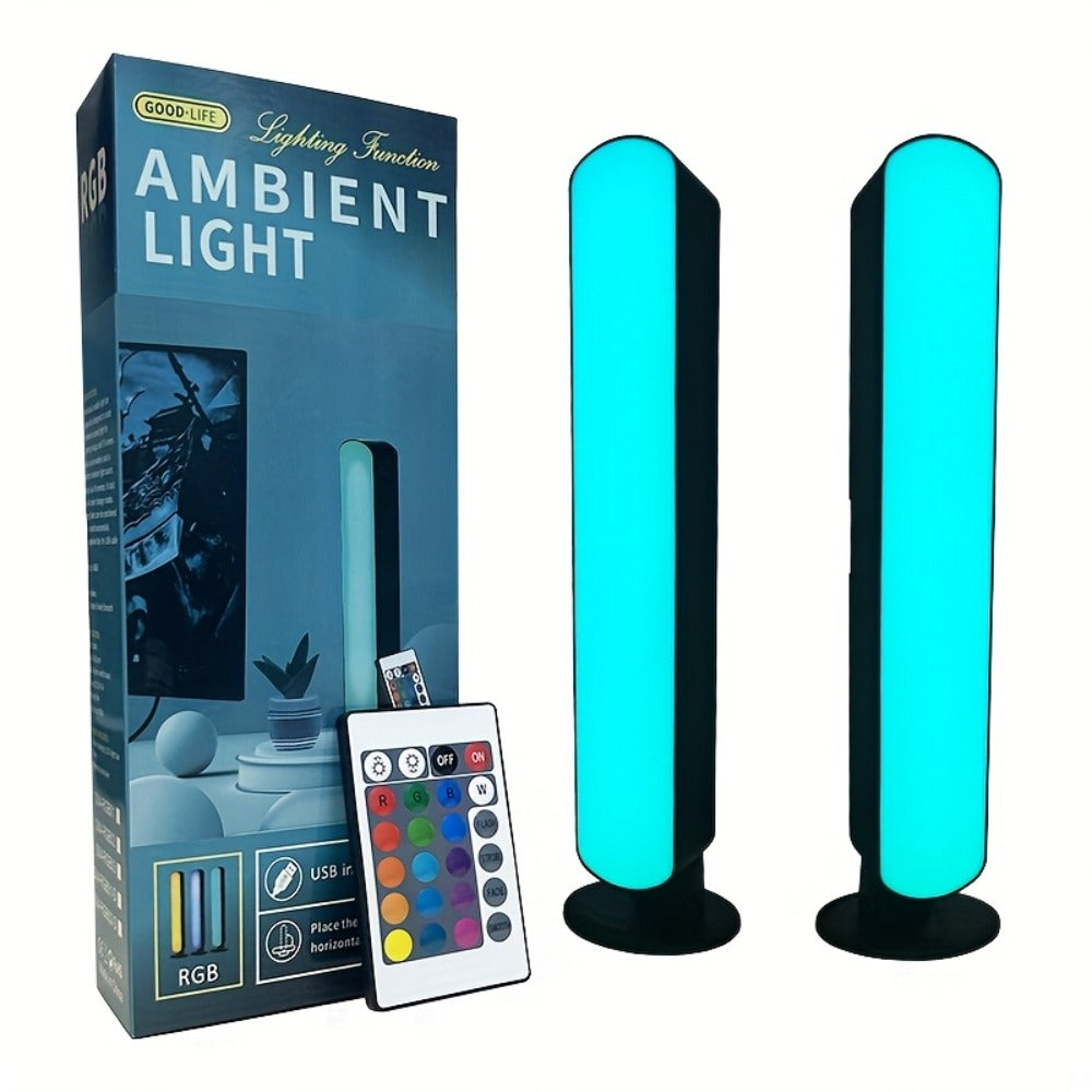 RGB LED Geometric Table Lamp with Remote Control – USB Powered Color-Changing Mood Light, Polished Metal End
