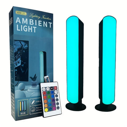 RGB LED Geometric Table Lamp with Remote Control – USB Powered Color-Changing Mood Light, Polished Metal End