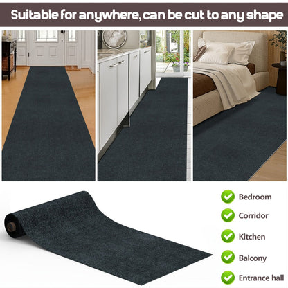 Solid-Color Stair and Hallway Runner, 23.62 in Wide with Five Colors and Up to Four Lengths