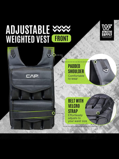 Weighted Vest 40LB Adjustable for Men & Women – Removable Weight Packets, Reinforced Nylon Body Weight Vest with Reflective Stripes & Padded