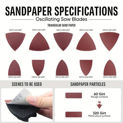 115pcs Oscillating Saw Blades Set with Sandpaper, Multitool Blades for Wood Metal Plastic, Universal Fit for Major Brands