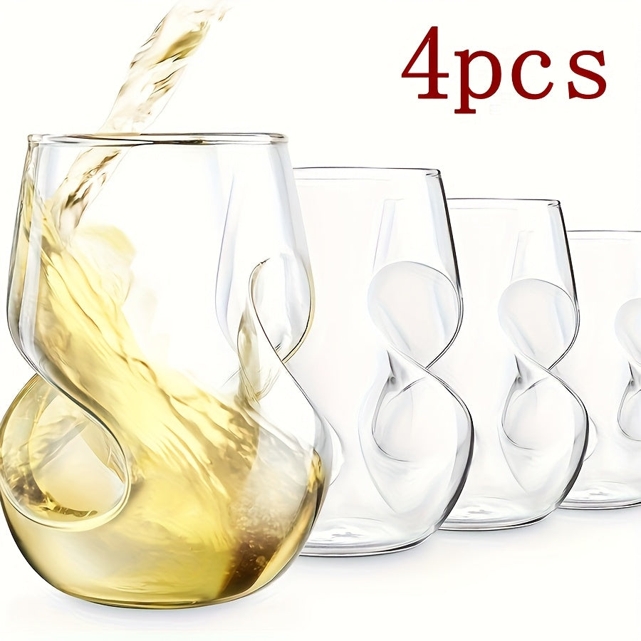 Twist Cocktail Glass Drinkware Set, 400ml Curved Cups in 2, 4 or 6-Piece Options for Home Bar and Table Service
