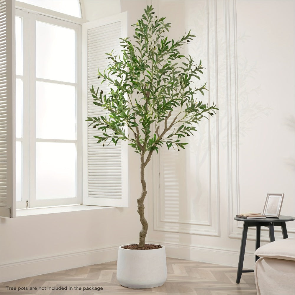 Artificial Olive Tree with Black or White Pot in 6 and 8 Foot Height Checkouts for Indoor Decor