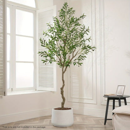 Artificial Olive Tree with Black or White Pot in 6 and 8 Foot Height Checkouts for Indoor Decor