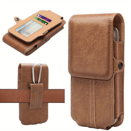 Phone Holster Belt Clip PU Leather Universal Waist Pouch 5.2–7.2 Inch – Vertical Carry Case with Metal Clip & Belt Loop for iPhone 16 15 14
