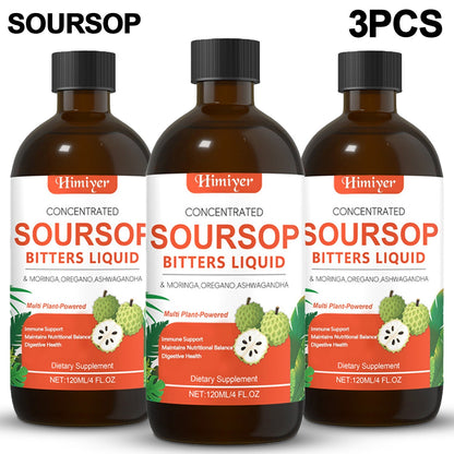 Soursop Bitters Liquid Herbal Supplement, Gut Health Support with Moringa, Oregano & Ashwagandha